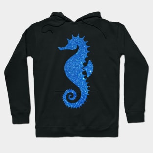 Bright Blue Faux Glitter Seahorse Hoodie